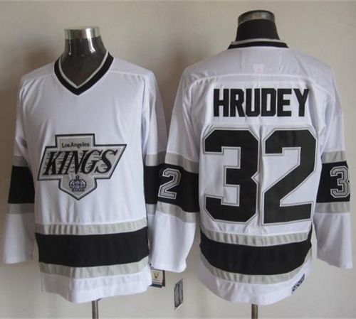 Kings #32 Kelly Hrudey White CCM Throwback Stitched NHL Jersey - Click Image to Close